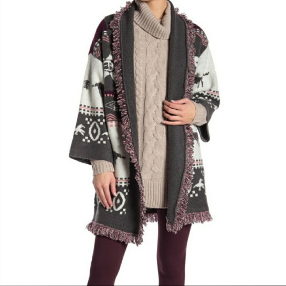 Romeo & Juliet Boho Chic Oversized Shawl Cardigan - Picture 4 of 5